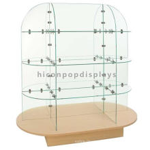 New Clothing Display Idea Wood Base Floorstanding Garment Display Glass Rack Stand For Clothes Store